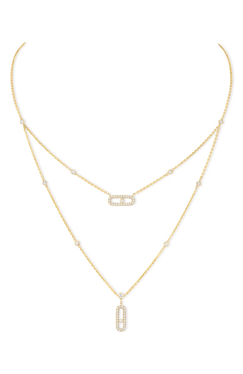 Messika Move Uno Pavé Diamond Pendant Double Layer Necklace, Main, color, 