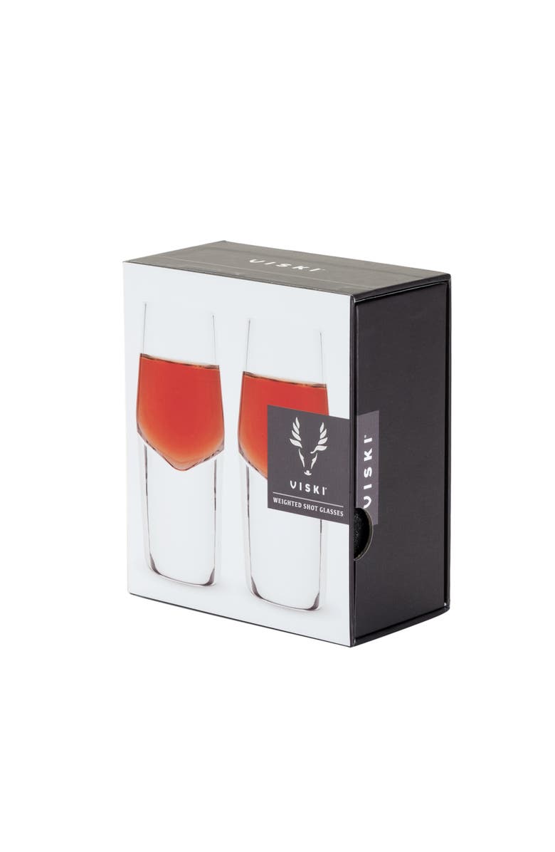 Viski Raye Crystal Heavy Base Shot Glasses Set of 2, Alternate, color, Clear