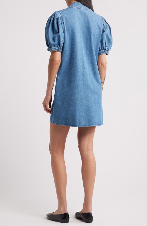 Frame Womens The Sailor Puffed-sleeves Denim-blend Mini Dress Starlet In Starlet