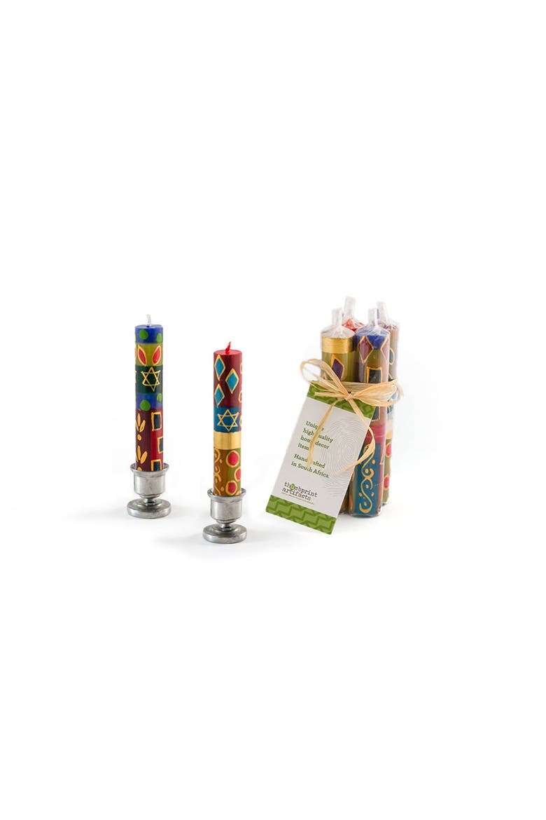 Shabbat Judaica Painted Candles, Main, color, Judaica