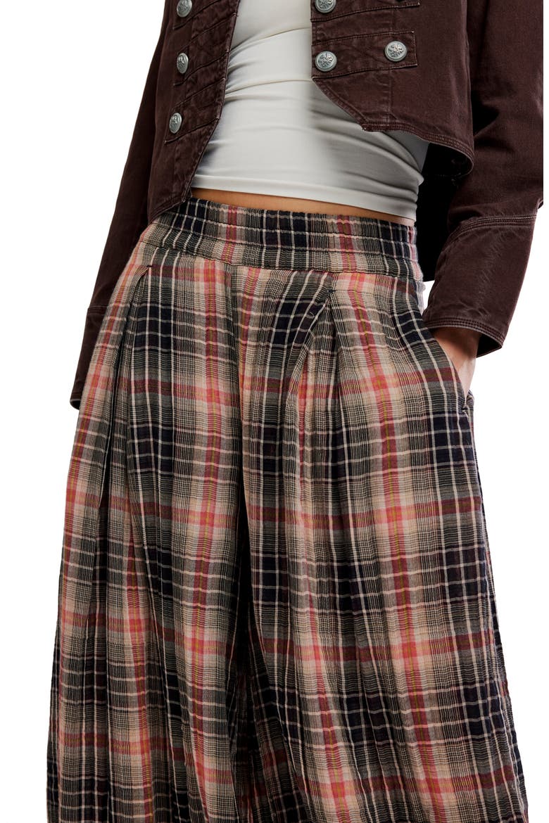 Moonflower Plaid Balloon Pants, Alternate, color, BLACK COMBO