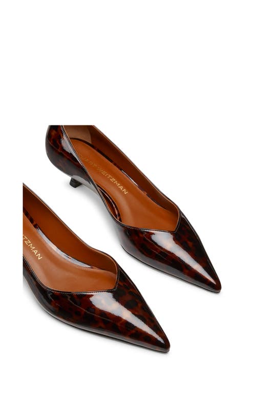 Stuart Weitzman Eva Tortoiseshell Kitten-heel Pumps In Dark Brown