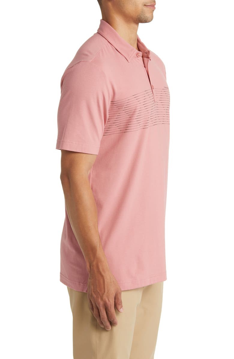 TravisMathew Relocation Stripe Stretch Polo, Alternate, color, Dusty Rose