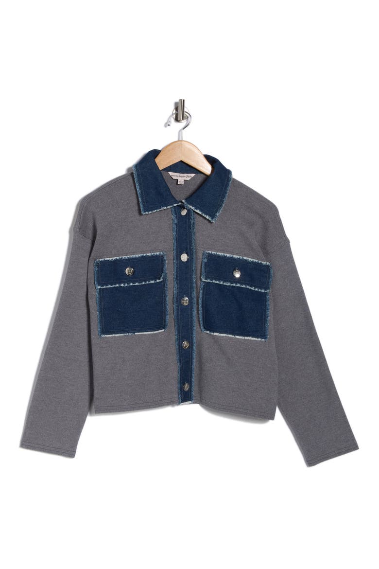 Mixed Media Denim Sweater, Alternate, color, CHARCOAL/ DENIM