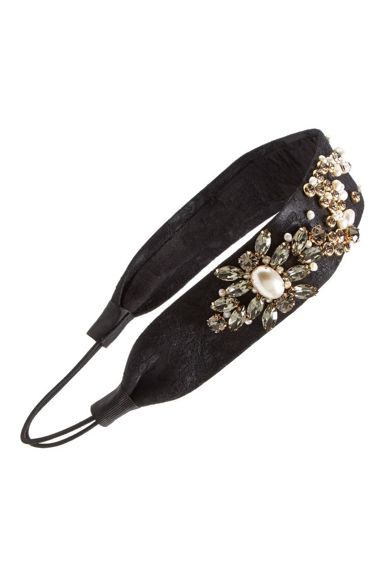 'Pearls' Head Wrap, Main, color, BLACK