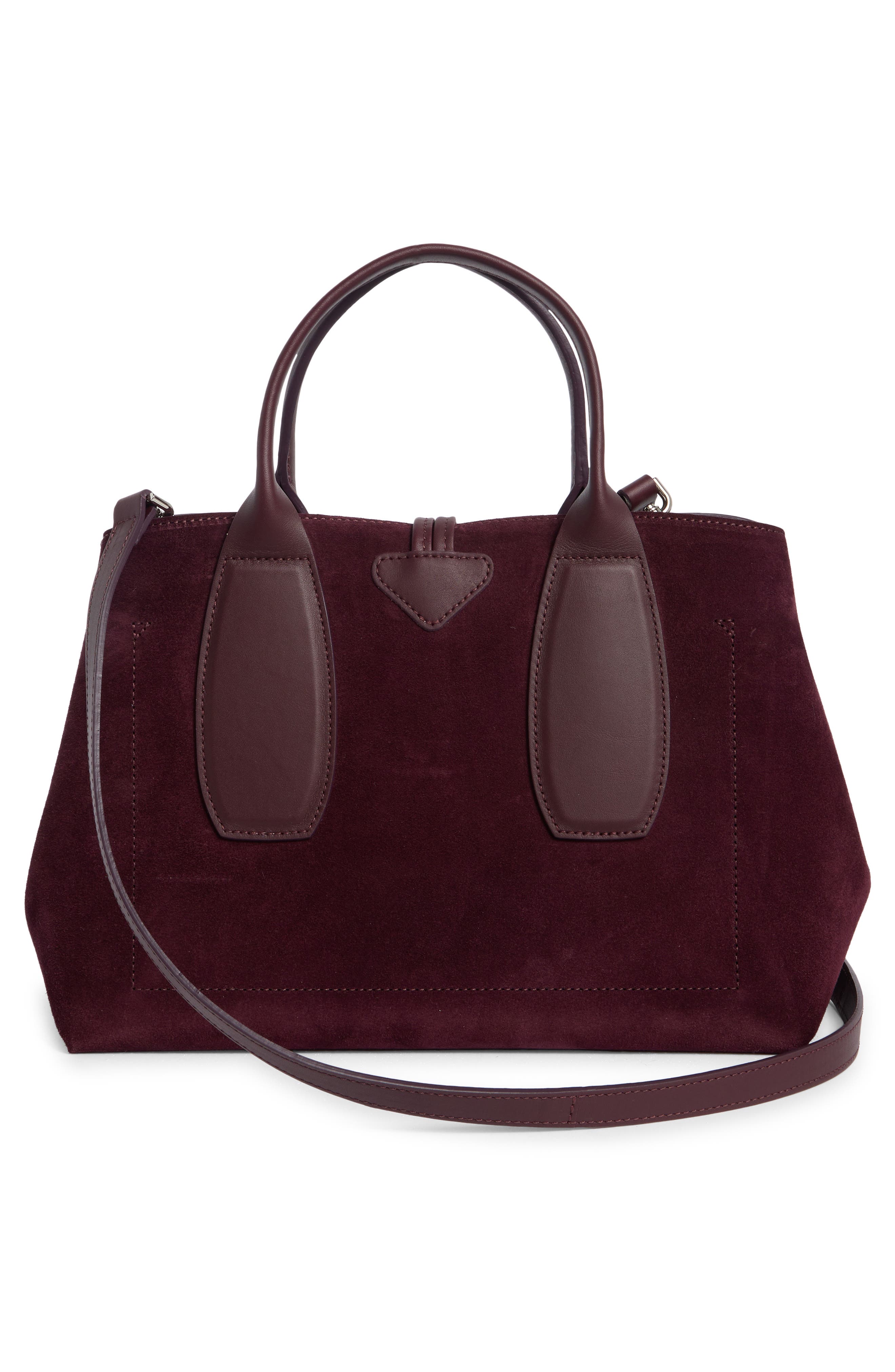 Longchamp Aubergine Medium Leather Tote Bag, Alternate, color, 