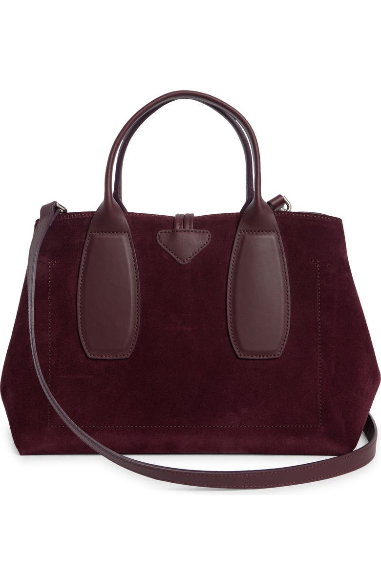 Longchamp Aubergine Medium Leather Tote Bag, Alternate, color,