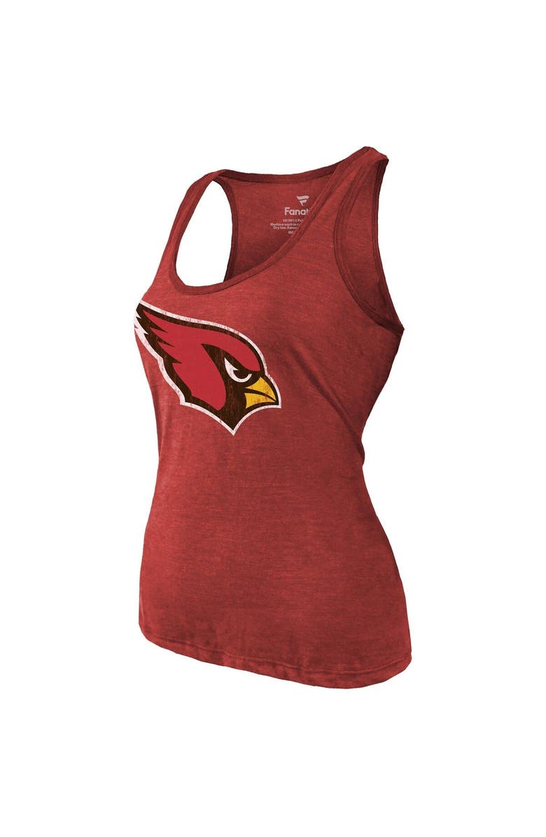 Majestic Threads Women's Fanatics Branded Heathered Cardinal Arizona Cardinals Name & Number Tri-Blend Tank Top, Alternate, color, 