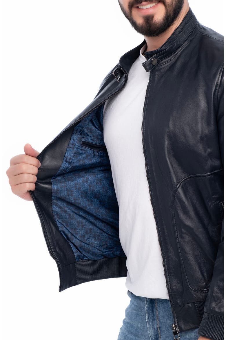 Larue Leather Jacket, Alternate, color, NAVY BLUE