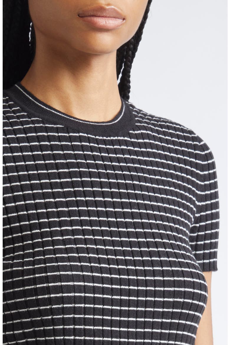Stripe Rib Crewneck Top, Alternate, color, SOLID BLACK