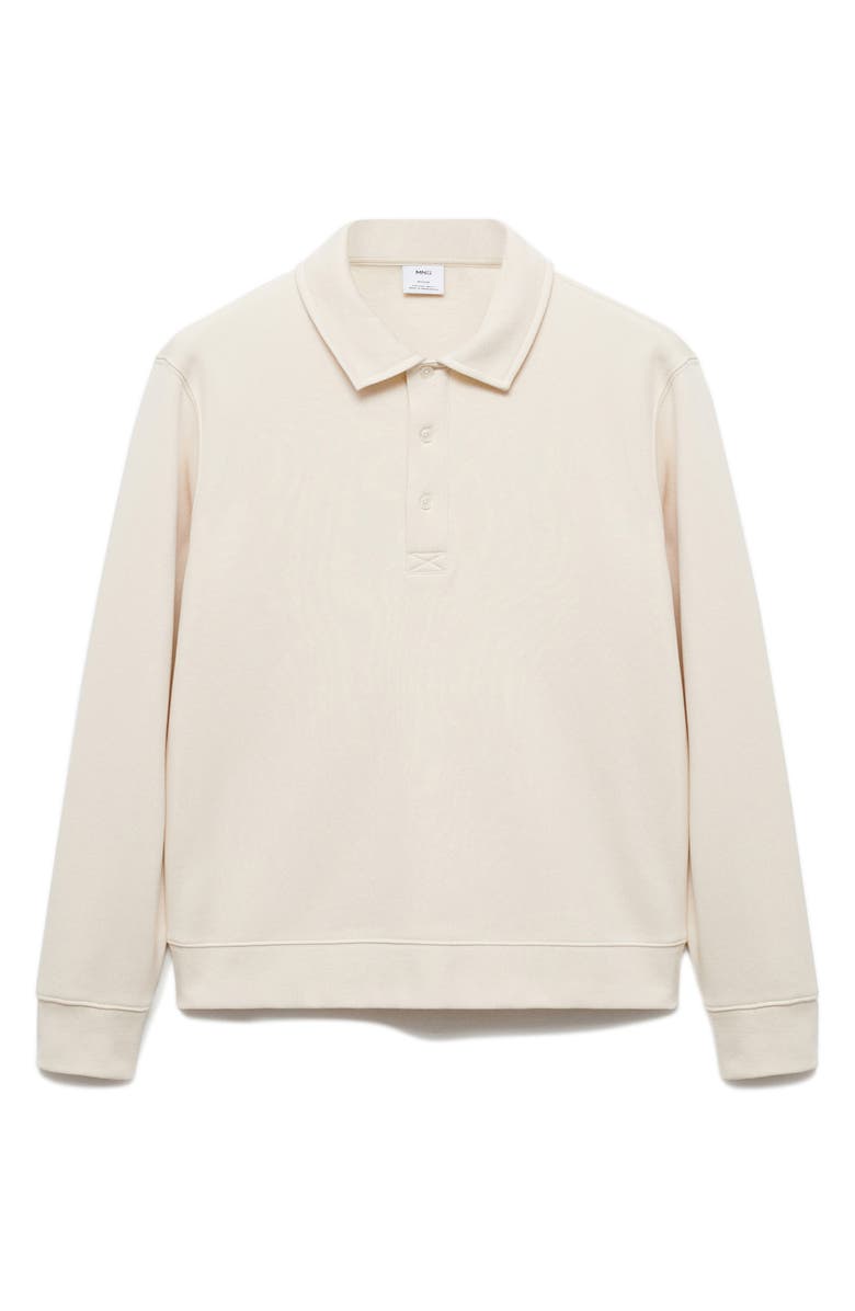MANGO Cotton Blend Polo Sweatshirt, Main, color, Ecru