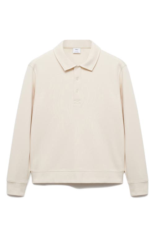 Mango Cotton Blend Polo Sweatshirt In Ecru