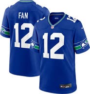 Nike Men's Nike 12s Royal Seattle Seahawks Throwback Player Game Jersey