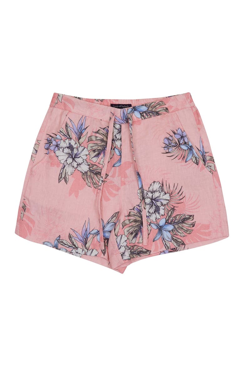 Leanne Womens Drawstring Short, Alternate, color, EXOTIC FLORAL CORAL