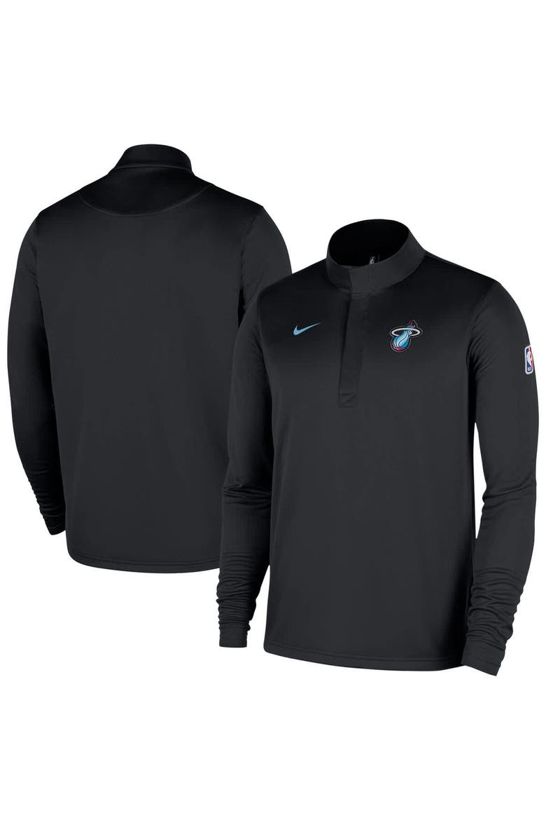 Men's Nike  Black Miami Heat 2025/26 City Edition Remix Authentic Coaches Dri-FIT Half-Zip Top, Main, color, Black