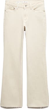 MANGO Raw Hem Mid Rise Flare Jeans
