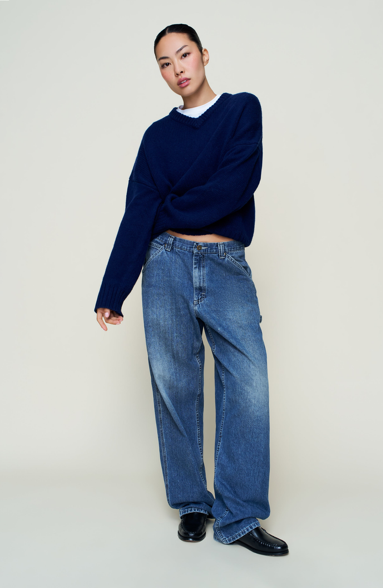 Guizio Joni Cashmere V Neck Jumper, Alternate, color, Navy