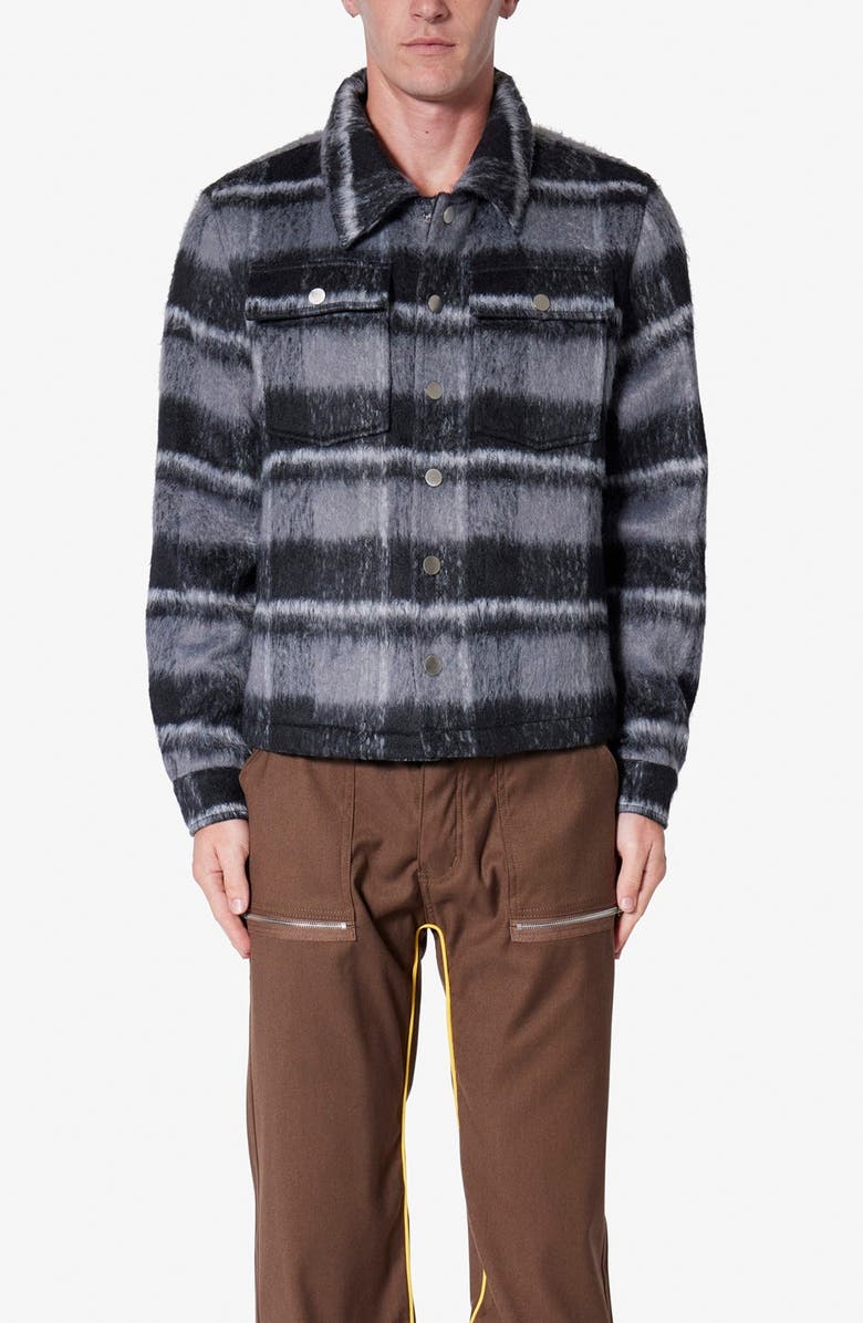 mnml Textured Stripe Shirt Jacket, Alternate, color, Black/ Grey