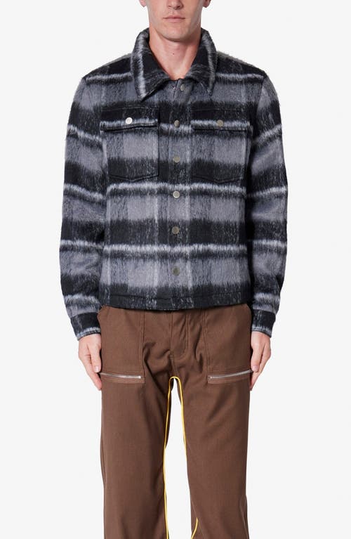 Mnml Textured Stripe Shirt Jacket In Black/grey