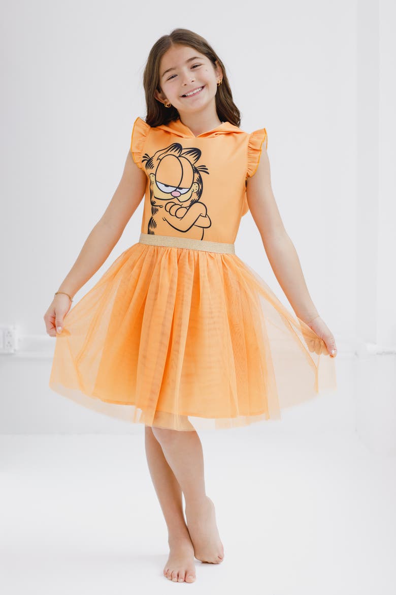 Sleeveless Hooded Dress, Alternate, color, Garfield Orange