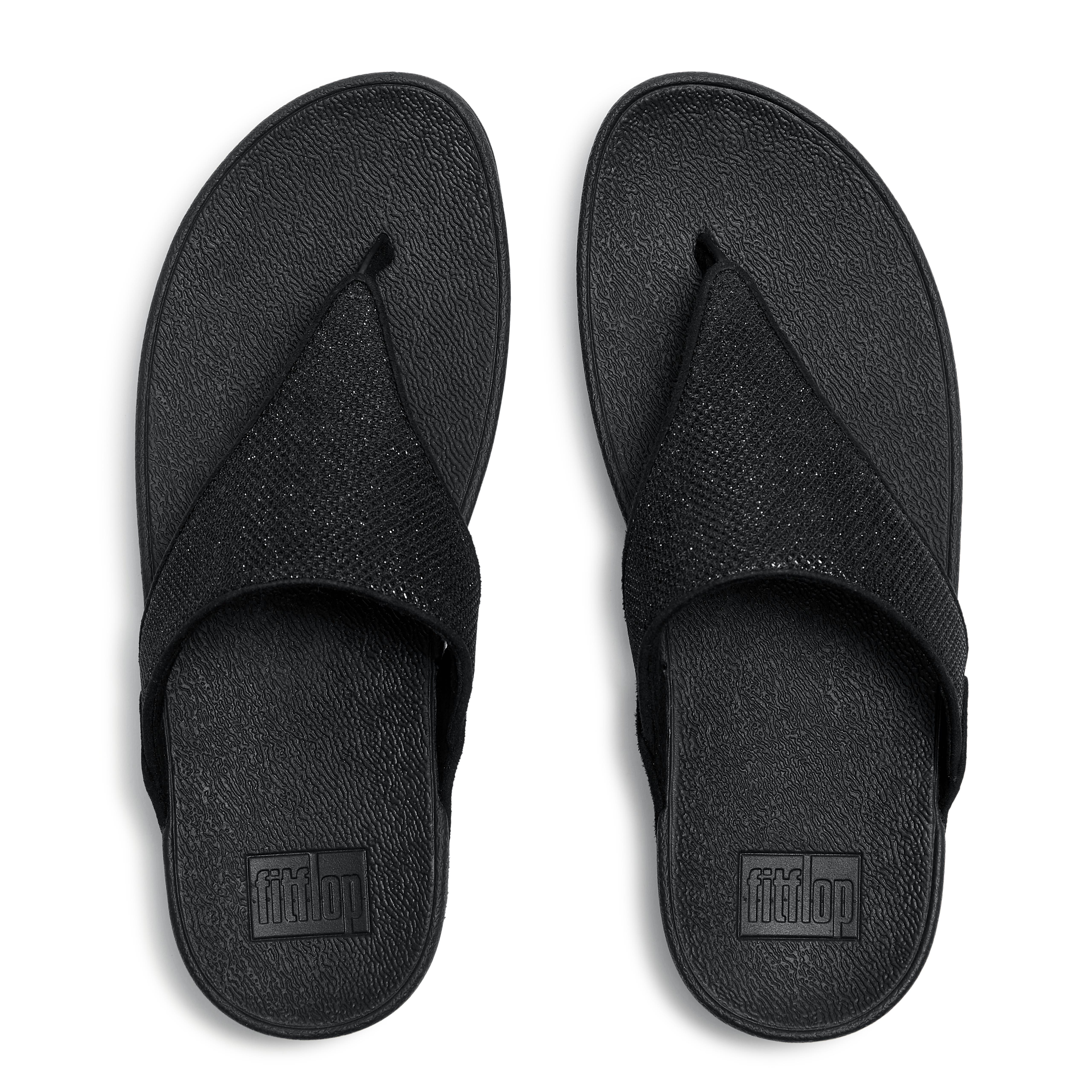 FitFlop Lulu Shimmerglitz Toe Post Sandals, Alternate, color, Black