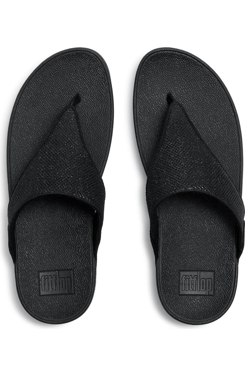 FitFlop Lulu Shimmerglitz Toe Post Sandals, Alternate, color, Black