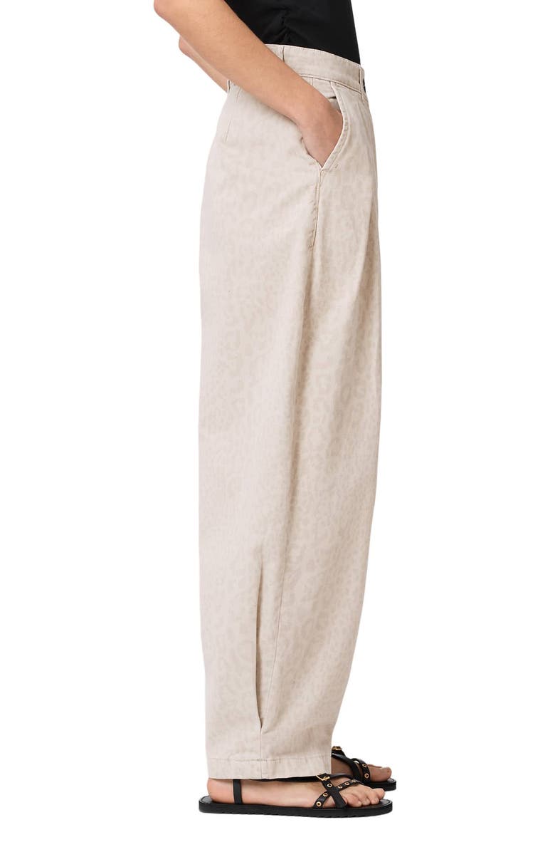 AllSaints Becca Camo Pleated Cotton Trousers, Alternate, color, Leppo Cream White