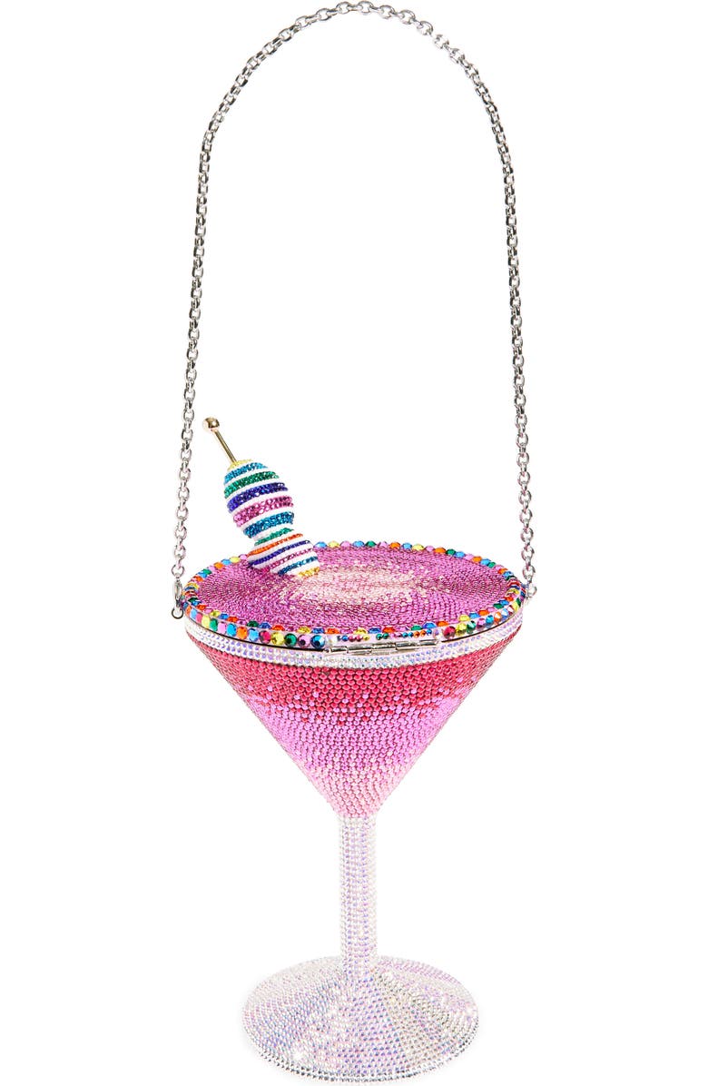 Judith Leiber Martini Crystal Embellished Clutch, Alternate, color,