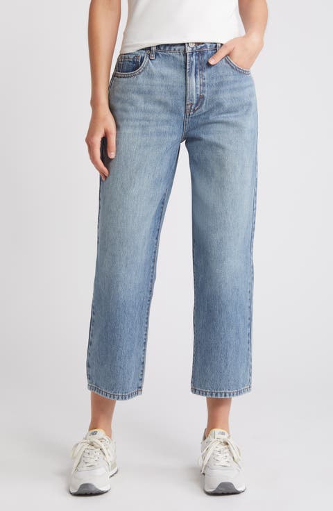 Logan Light Wash Grinded Raw Hem Dad Jeans