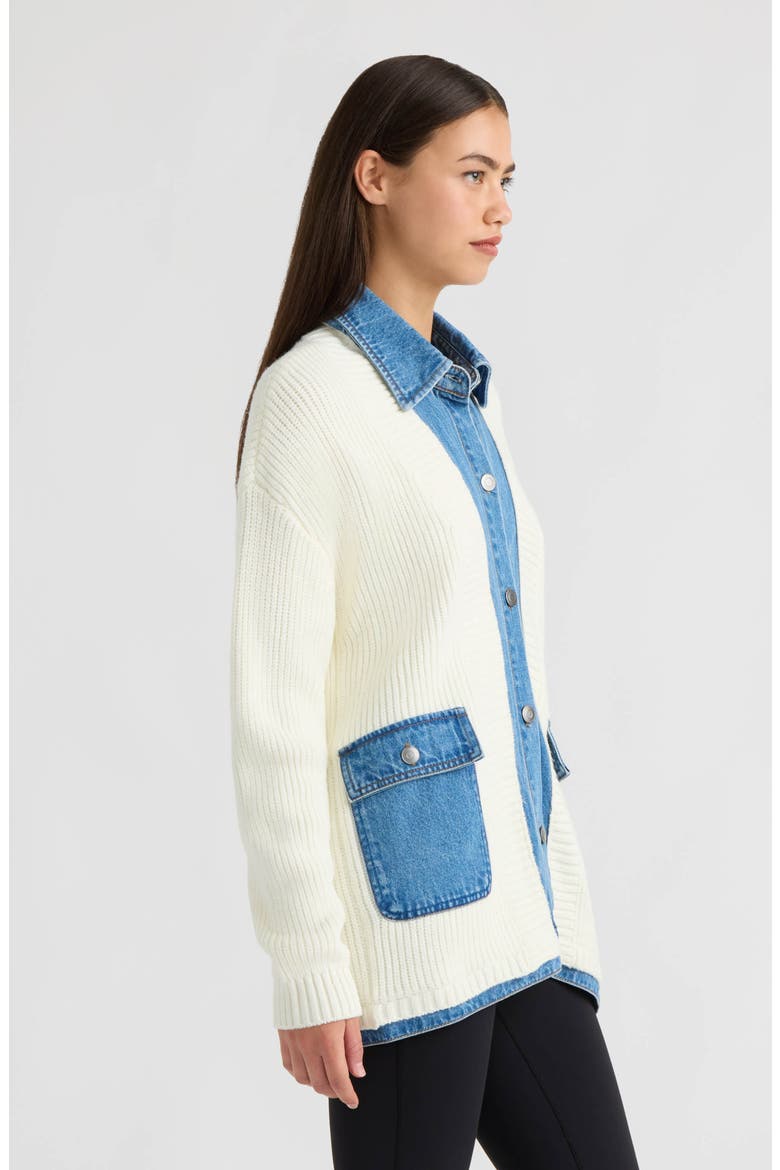 Long Mixed Media Cardigan, Alternate, color, MARSHMALLOW