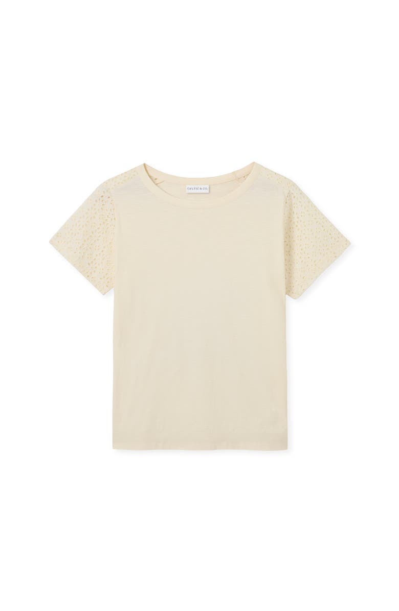 Celtic & Co. Eyelet Sleeve Soft-Drape Jersey T-Shirt, Alternate, color, Chalk