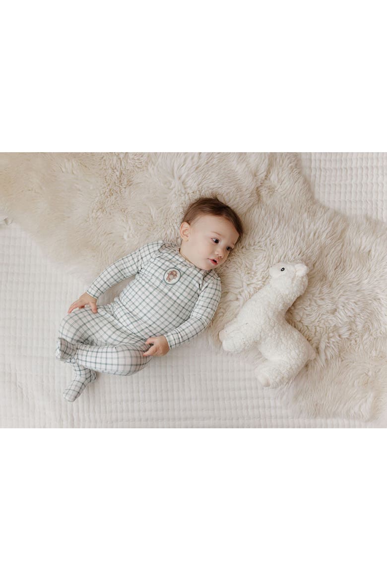 Modal French Terry Plaid Sheep Collection - Footie, Alternate, color, Teal