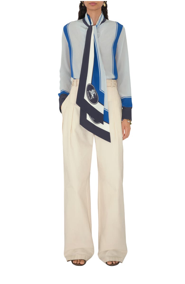 Burberry Slim Fit Knight Stamp Box Silk Scarf Shirt, Main, color, Ink