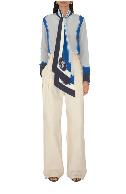 Slim Fit Knight Stamp Box Silk Scarf Shirt