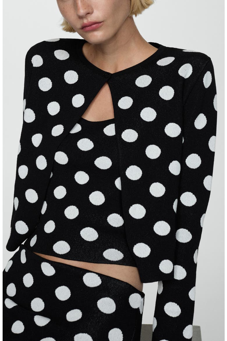 Polka Dot Cardigan, Alternate, color, BLACK