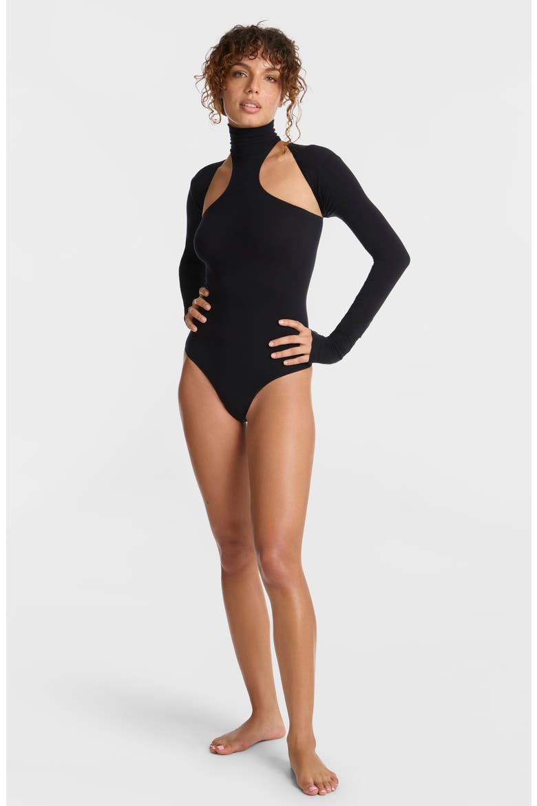 Ballet Racerback Bodysuit, Alternate, color, BLACK