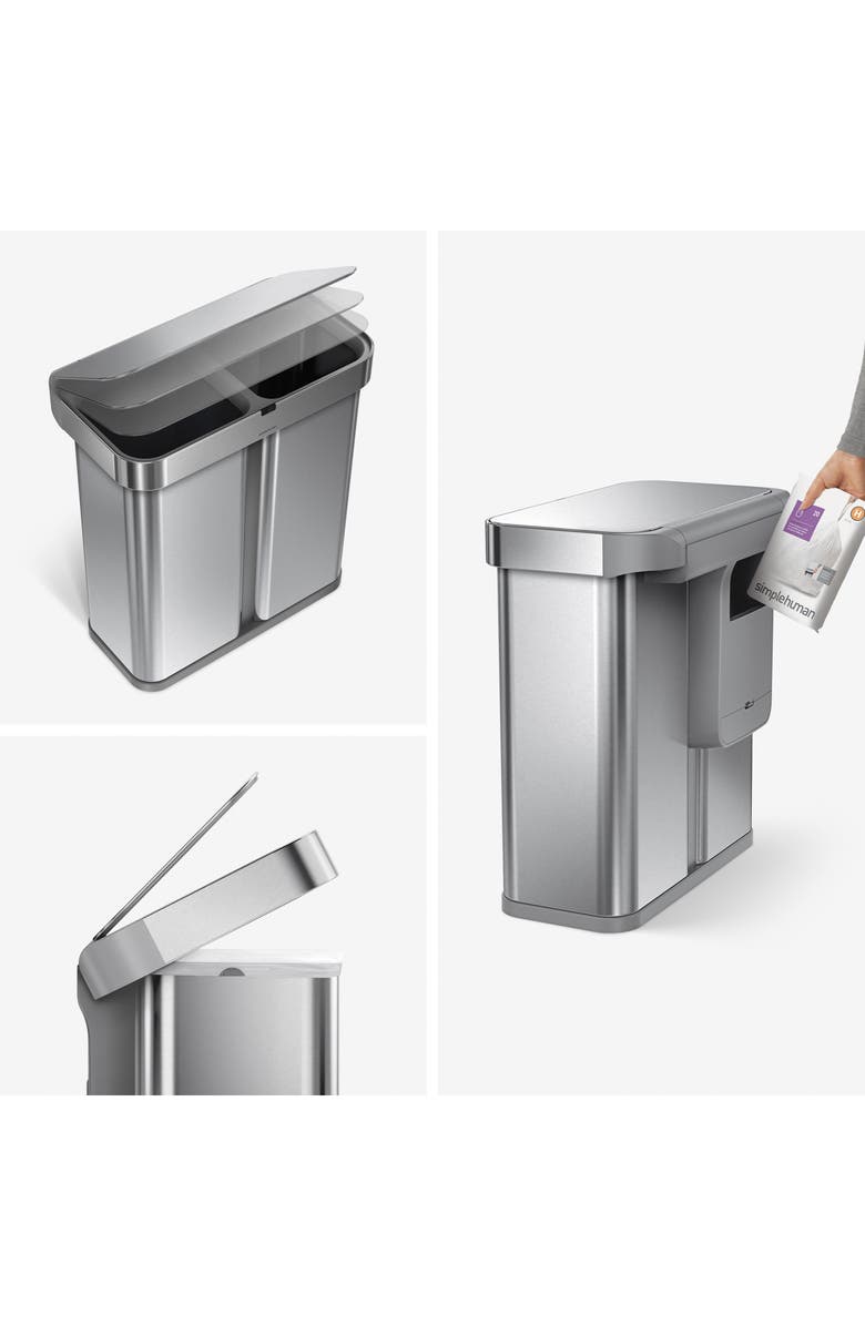 simplehuman 58L Dual Compartment Rectangular Sensor Can, Alternate, color, 