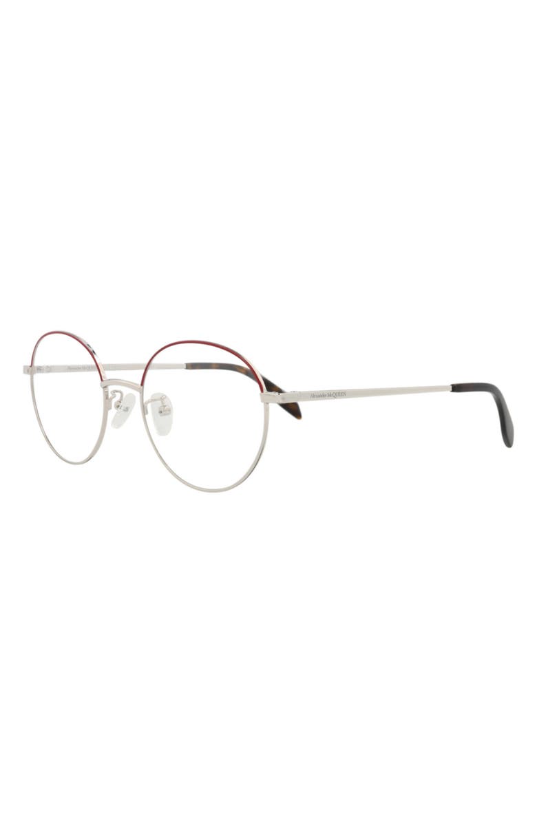 McQueen 53mm Cat Eye Optical Glasses, Alternate, color, Silver Silver Transparent