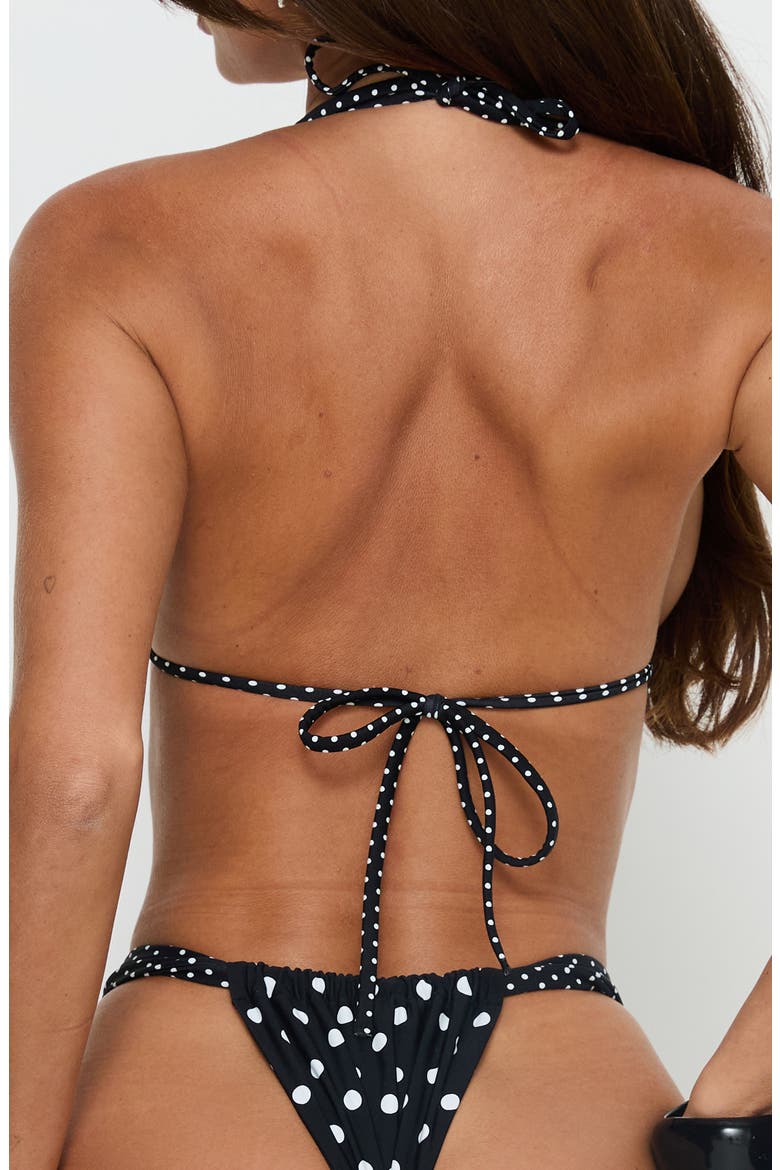 Jenner Triangle Bikini Top, Alternate, color, BLACK / POLKA DOT