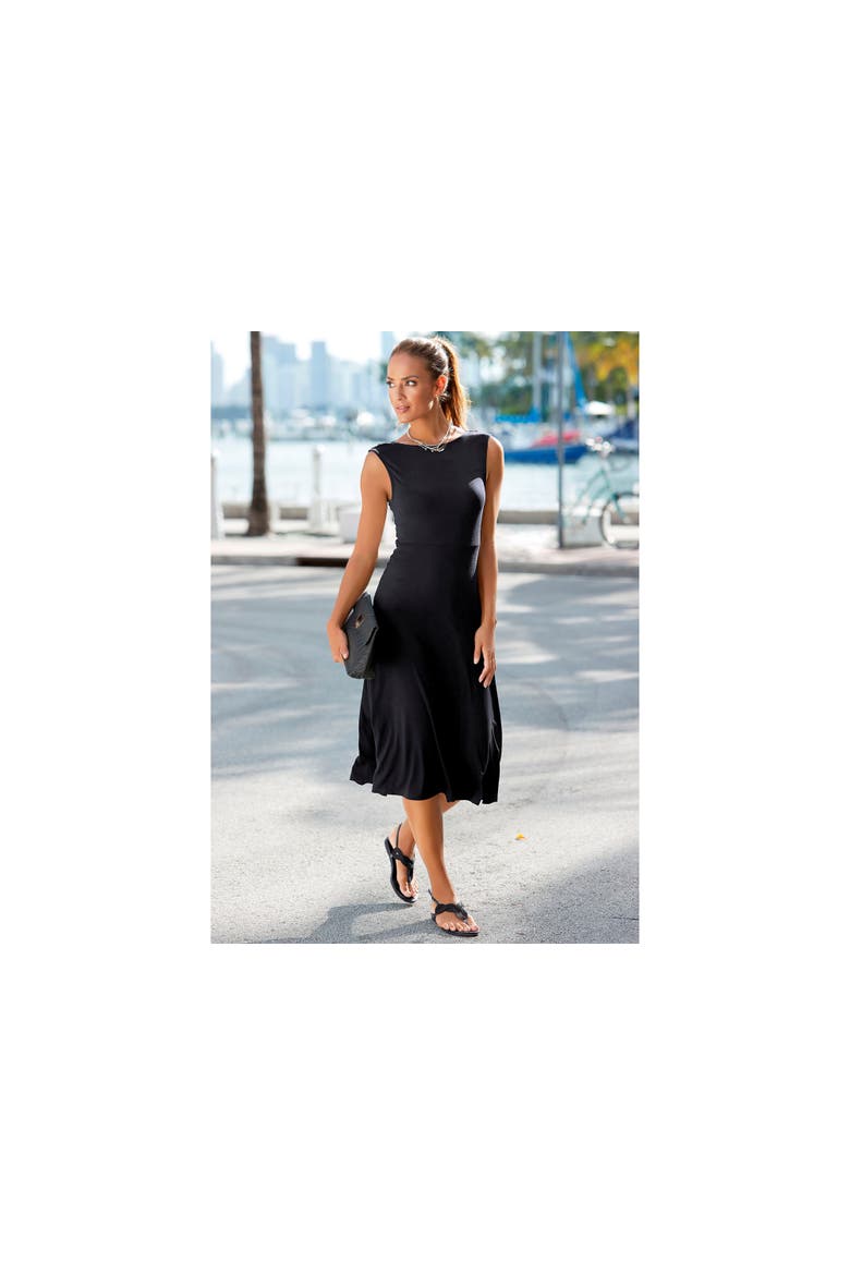 V-Back Lace Accent Dress, Alternate, color, Black