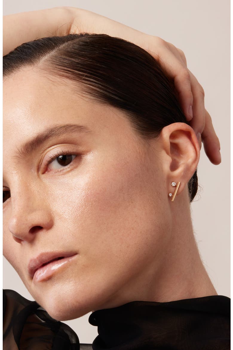 Barre 18K Gold Floating Diamond Climber Earrings, 0.30ct., Alternate, color, YELLOW GOLD/ DIAMOND