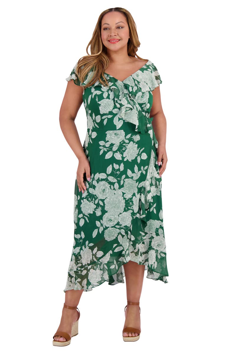 London Times Ruffle Wrap Maxi Dress, Alternate, color,