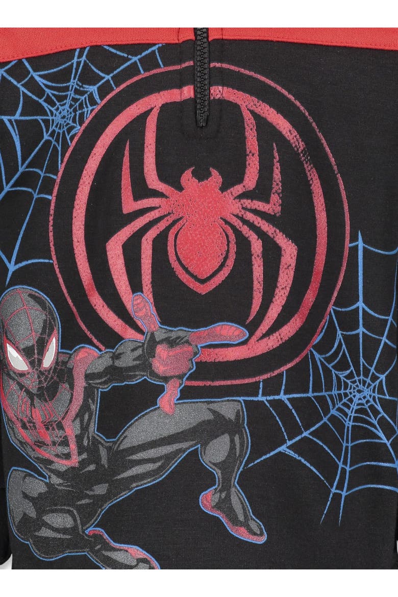 Spider-Man Fleece Quarter-Zip Hoodie, Alternate, color, Miles Morales Black