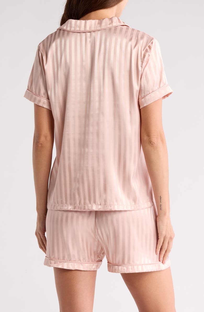 Tart Dixie Charmeuse Short Sleeve Button-Up Shirt & Shorts Pajamas, Alternate, color, Mauve Shadow Stripe