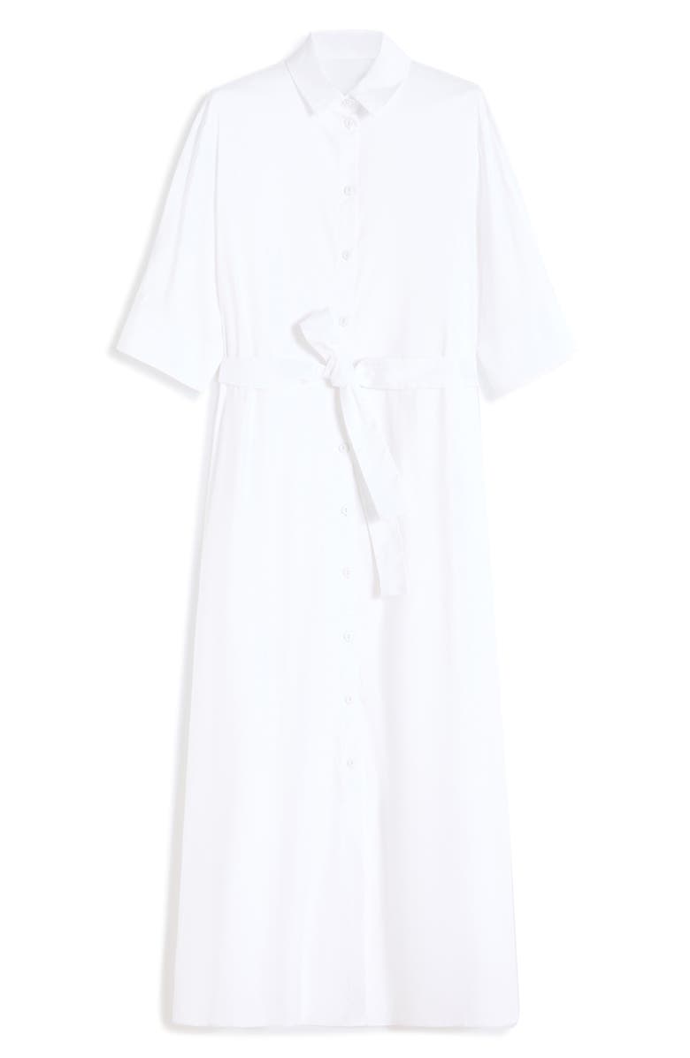 Max Mara Cognac Stretch Cotton Blend Cover-Up Dress, Alternate, color, Optical White