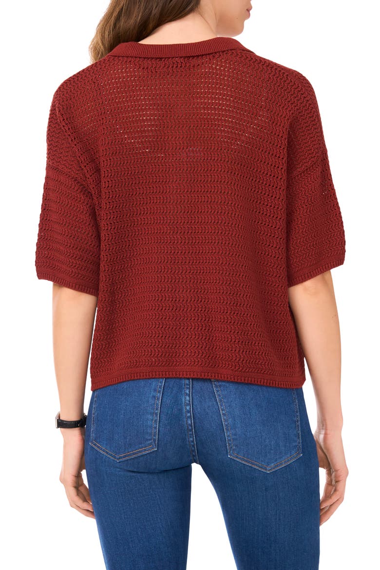 Cotton Short Sleeve Cardigan, Alternate, color, FIRED BRICK