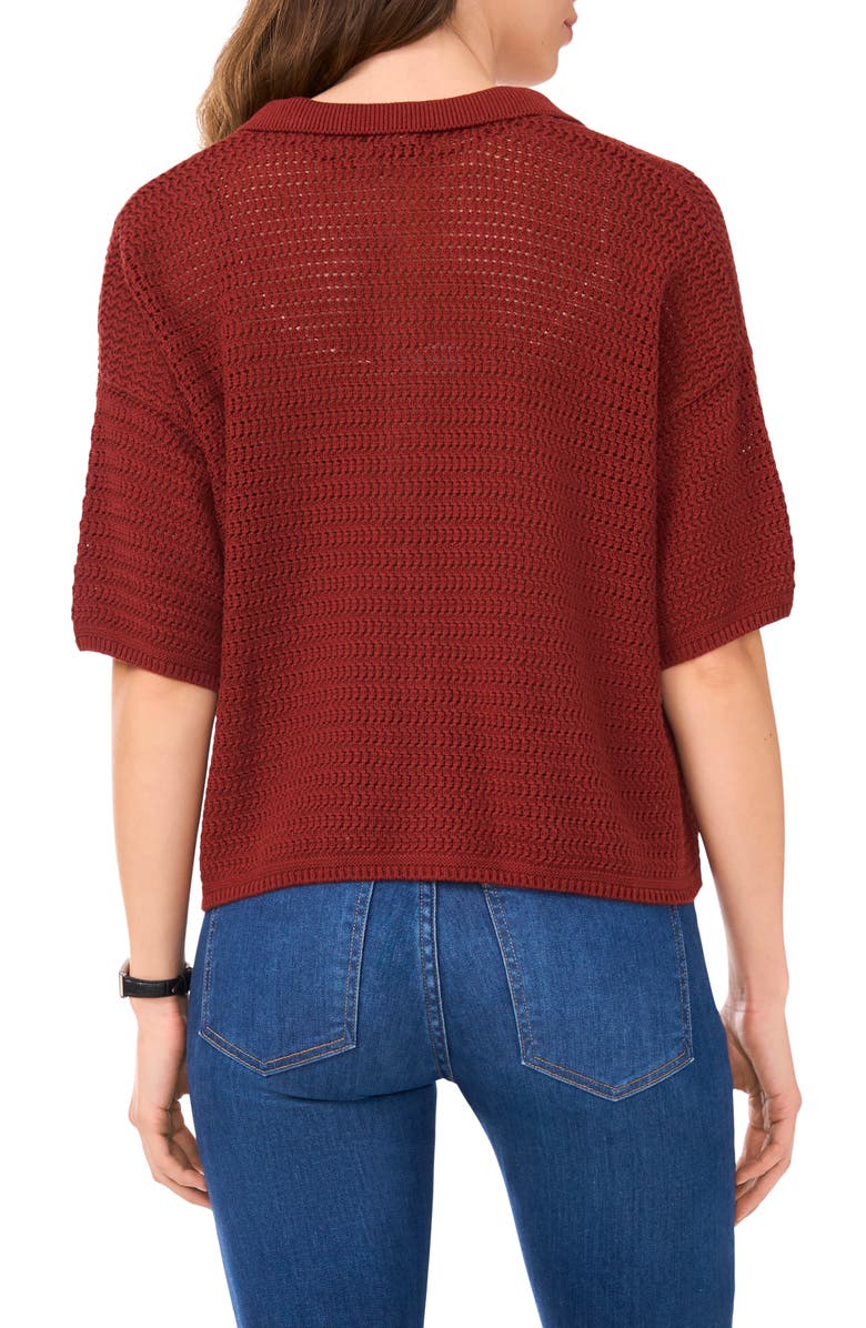 Halogen<sup>®</sup> Cotton Short Sleeve Cardigan, Alternate, color, Fired Brick