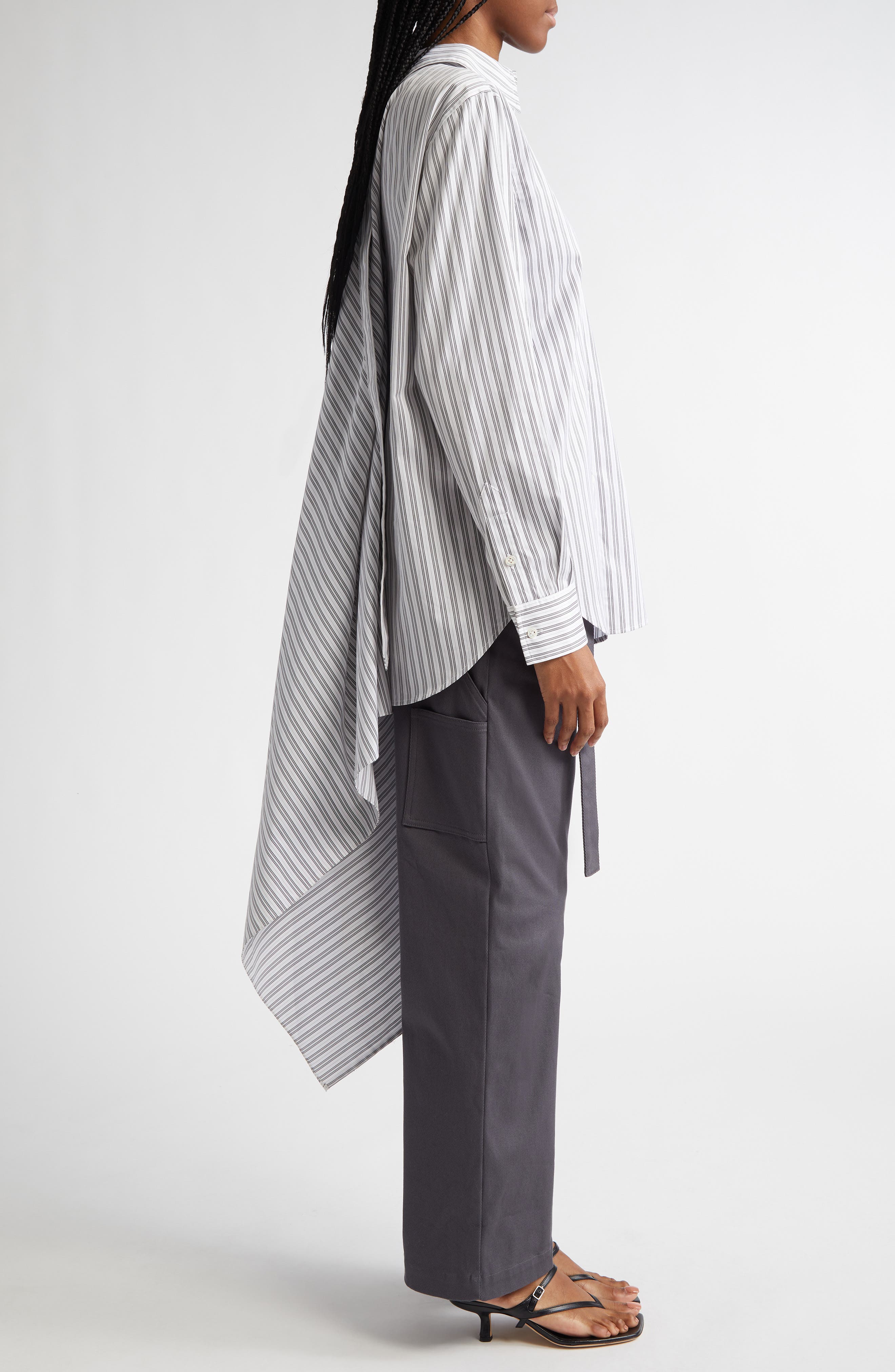 MONSE Pinstripe Cascade Back Button-Up Shirt (Women) | Nordstromrack