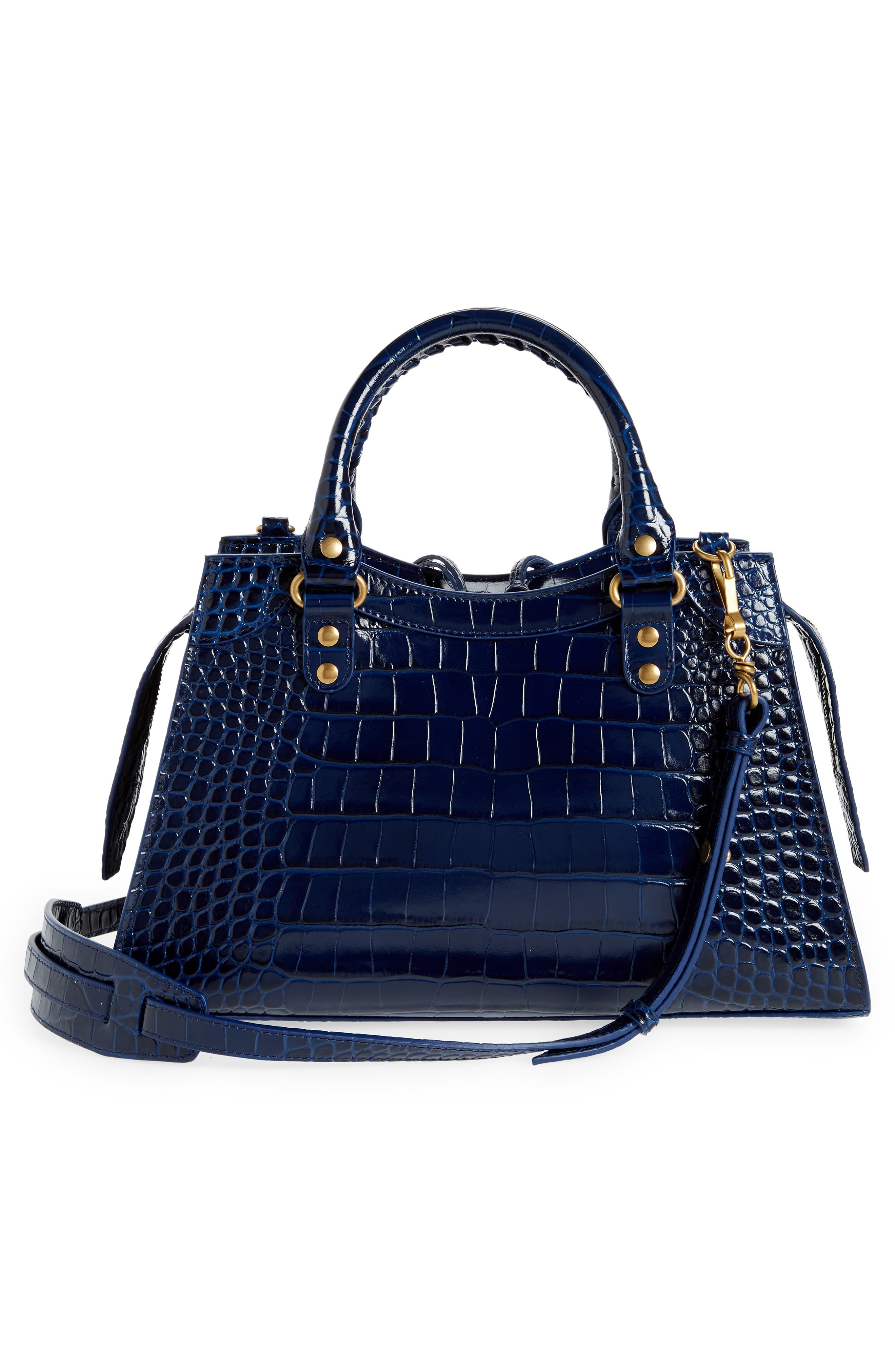 Balenciaga Small Neo Classic City Croc Embossed Leather Top Handle Bag, Alternate, color, 