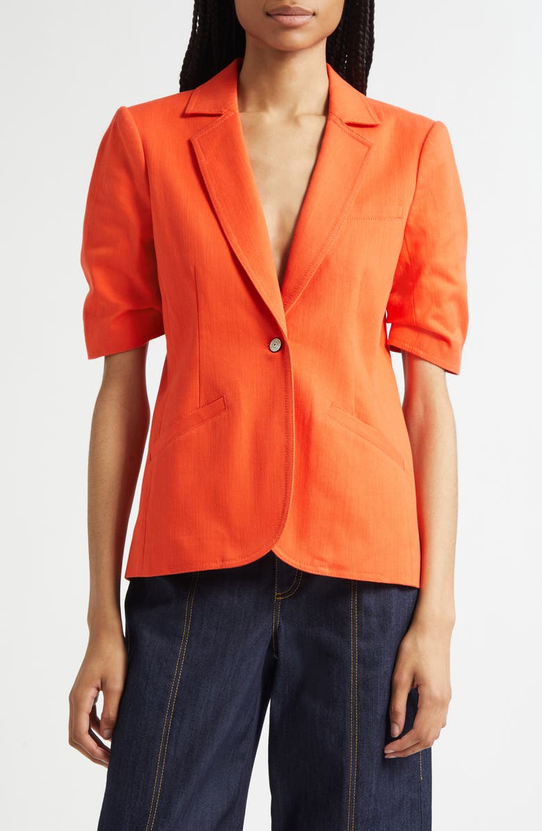 Cinq à Sept Stretch Cotton Blazer, Main, color, Cherry Tomato